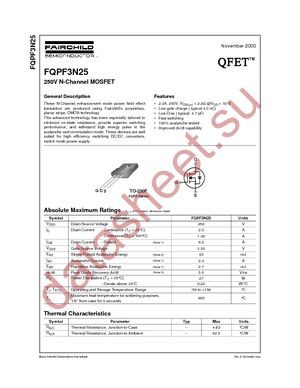 FQPF3N25 datasheet  
